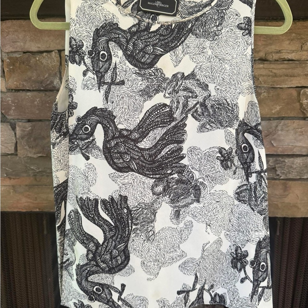 Malene Birger Black and Ivory Sleeveless Blouse